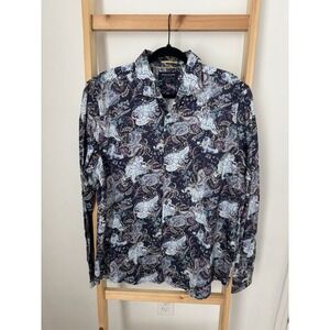 Denim & Flower Ricky Singh XL Long sleeve Dress Shirt Floral Paisley Slim (B2)